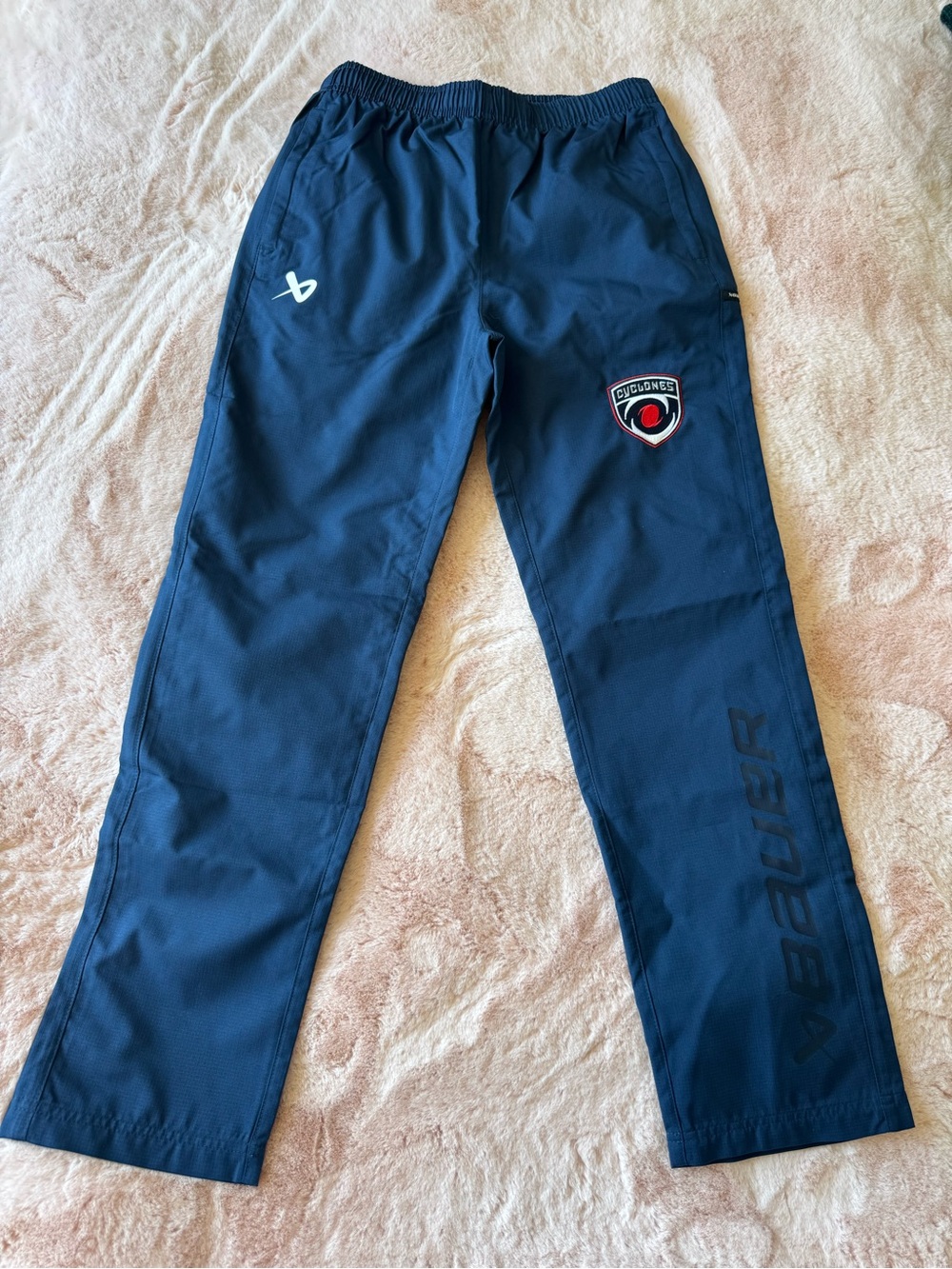 NWT Bauer NYC Cyclones Kids Navy Athletic Warmup Hockey Pants Size Youth Large